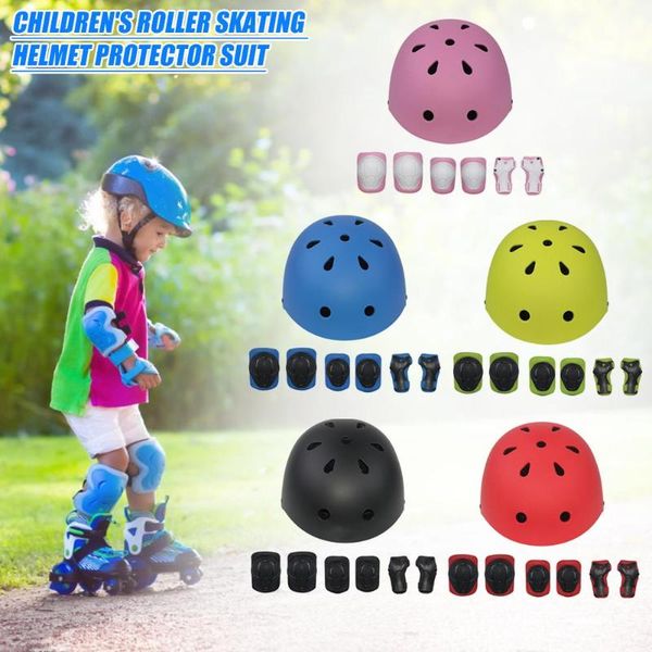 

7pcs/set kids skating cycling helmet guard bike elbow knee wrist safe pads