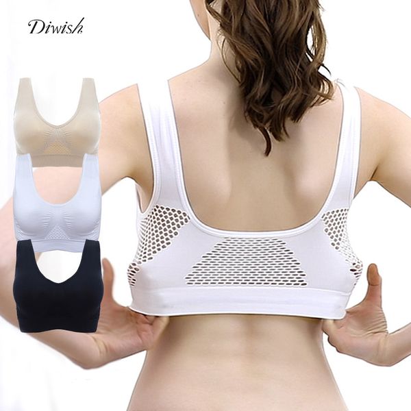 

breathable sports bras women hollow out padded sports bra xxxl plus size gym running fitness yoga fitness bras, White;black