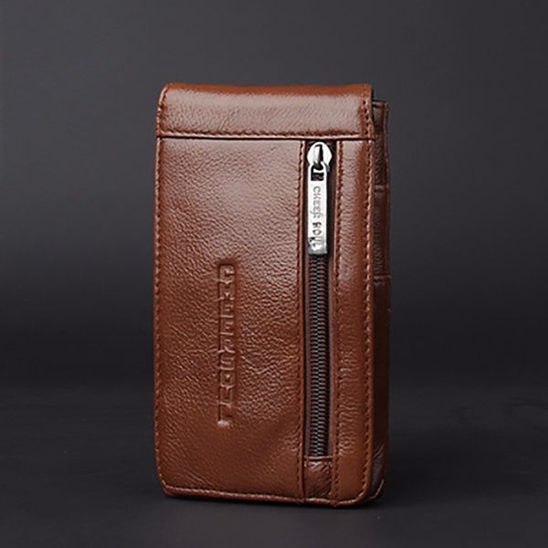 

new fashion genuine leather men casual waist bag hook/belt fanny pack male hip bum purse pouch cell/mobile phone case cover bags