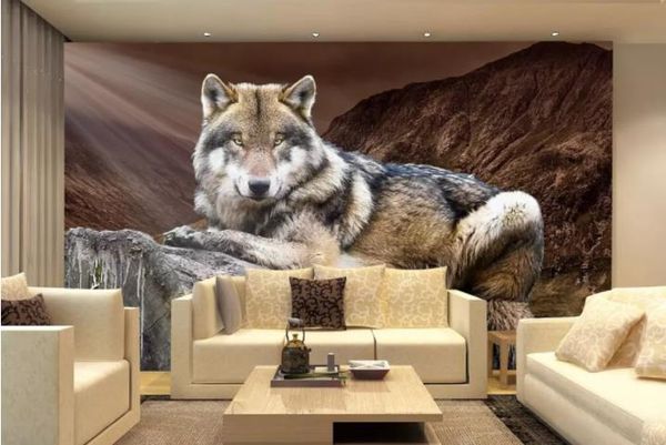 Carta da parati 3d personalizzata murales 3dHD Wolf Stump sfondo televisivo moderno muro carta da parati decorazioni per la casa