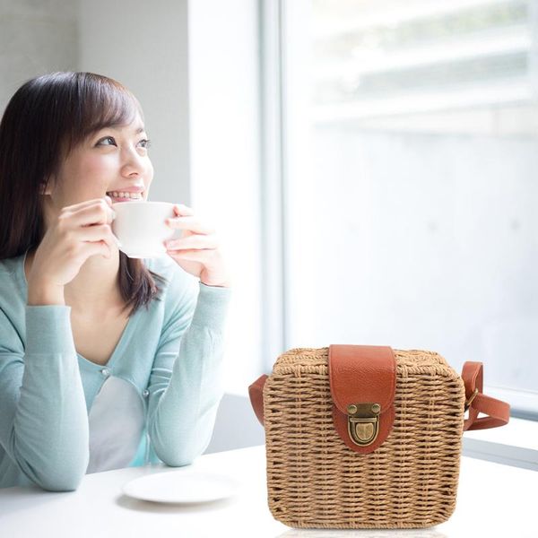 

women straw crossbody ladies beach shoulder bags rattan woven ladies weaving bucket beach holiday messenger handbag