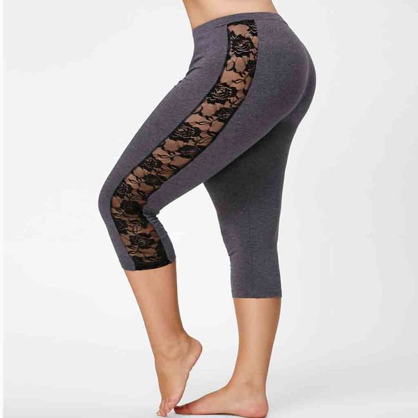 

leggings women lace plus size skinny pants stretch soft sport workout fitness leggings sweatpants trousers clothes, Black