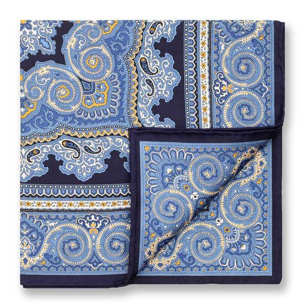 

luxury fashion paisley print hankies mens pocket towel men's business suits pocket square handkerchiefs for wedding 100% silk, Blue;gray