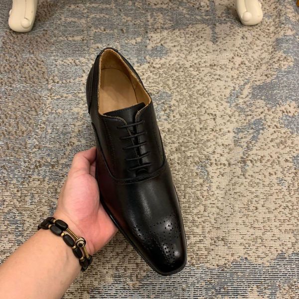 

2019 new famous brand men's dress shoes high leather production designer men's professional work wedding shoes size 38-44 35946, Black