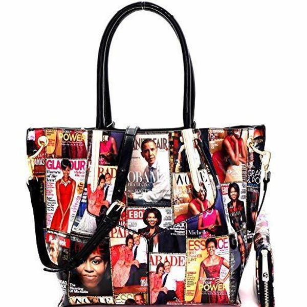 

Magazine Cover Michelle Obama Patent Tote Handbag Wallet Set