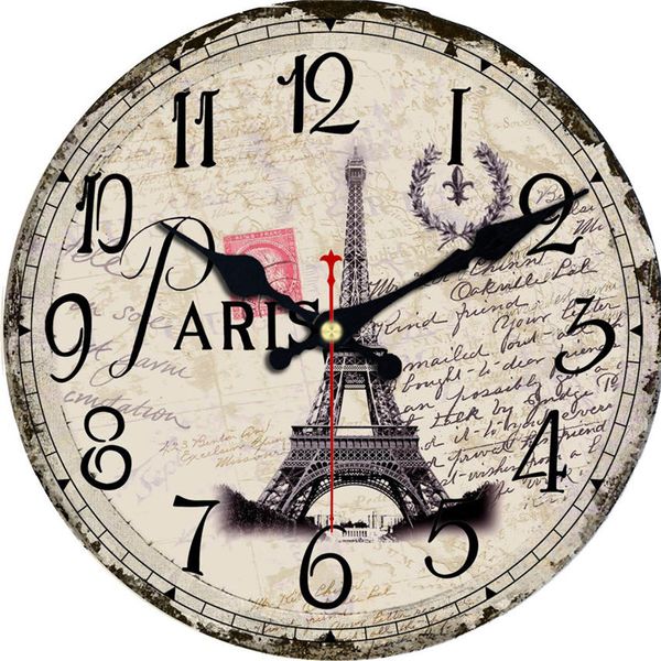 

shabby chic,tower scenery wall clocks,vintage wall clock,wall watches home decor