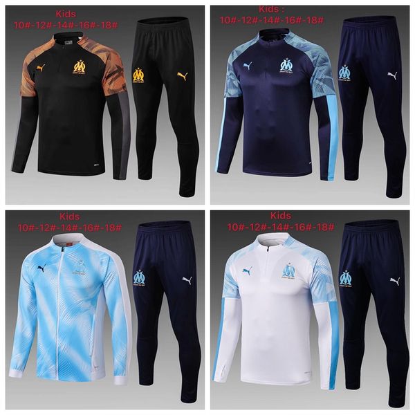 

олимпика дети tracksuit 2019 2020 om marseille майо de foot паого .gustavo thauvin ребенок футбол тренировка костюм 19 20 марселя набора, Black;brown