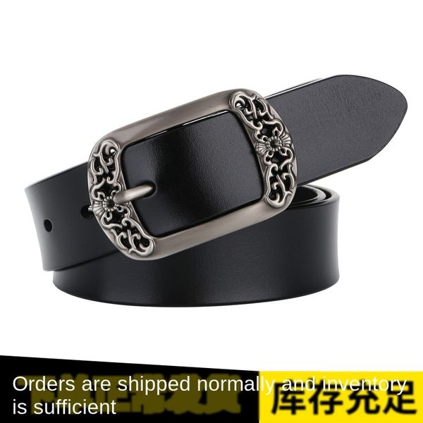 

all-match pin women's leather wide belt women's casual pin buckle cattle belt belt, Black;brown