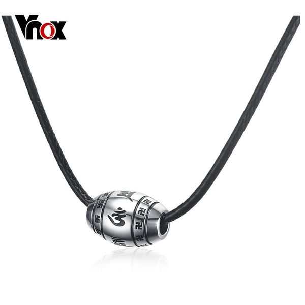 

vnox mens om mani padme hum necklace classical religious choker necklace male prayer jewelry with black leather rope, Golden;silver