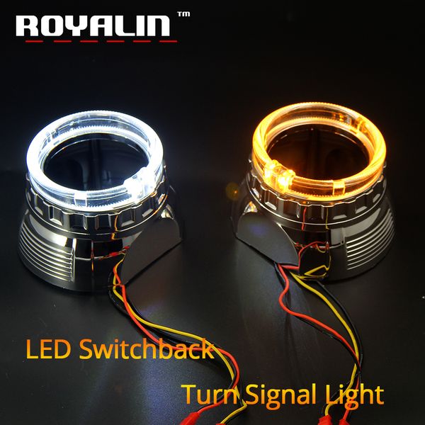 

royalin drl light led ae shrouds angel eyes halo rings 80mm white switchback turn signal light for 2.5'' mini projector lens h1