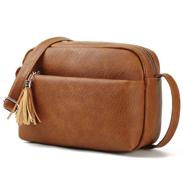 

matte leather women small shoulder bag tassel vintage crossbody bags lady brief design ladies messenger bag female handbag flap