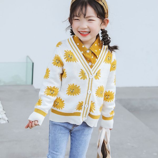 

ins girls sweater вязаный жакет-кардиган для девочки sun daisy girls вязаный жакет весна-осень одежда bc749, Blue