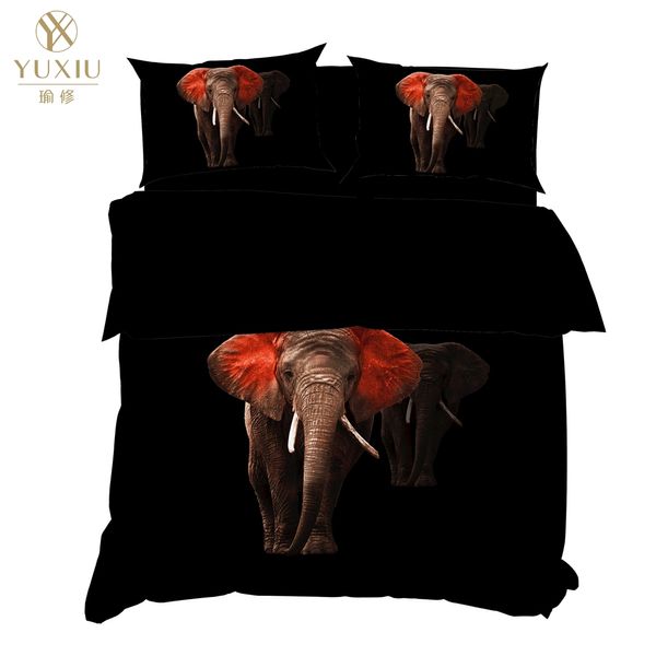 

yuxiu 3d printing animal elephant black duvet covers 3pcs sets bedding set bed linen quilt cover king  full twin single