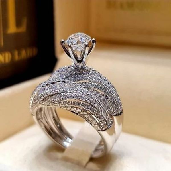 

size 5-12 handmade jewelry womens white sapphire 925 silver wedding ring