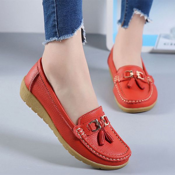 

fashion women flats shoes genuine leather shoes woman cutout loafers slip on breathable ballet flat ballerina flats, Black