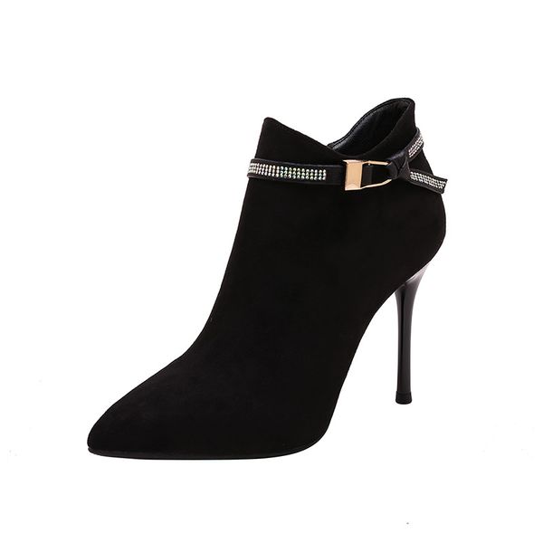 

new style ankle boots thin heeled high heel shoes women's boots ankle thin single, Black