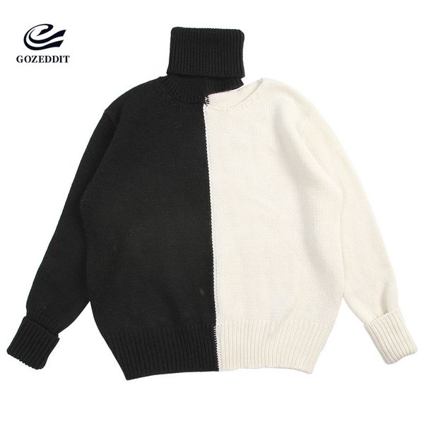 

gozeddit hollow out luxury women sweater chich vintage knit turtle neck outfit, White;black