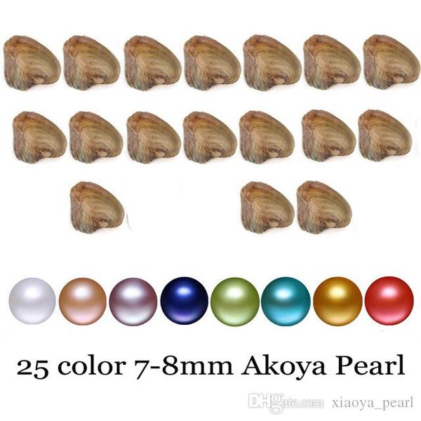 

wholesale akoya pearl oyster 2020 diy round 7-8mm 25 colors freshwater natural cultured in fresh oyster pearl mussel farm supply, White