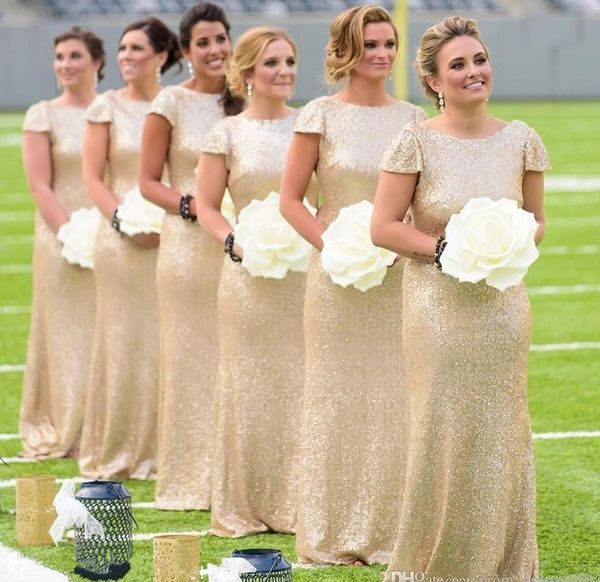 

modern style glitter sequins party dresses mermaid formal gowns gold sequin short sleeves bridesmaid long bridesmaid dresses, White;pink