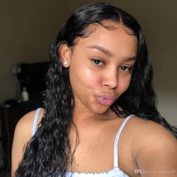 

360 парик фронта шнурка предварительно сорвал 150 плотности парики фронта шнурка человеческих волос glueless полный конец кружева парик, Black