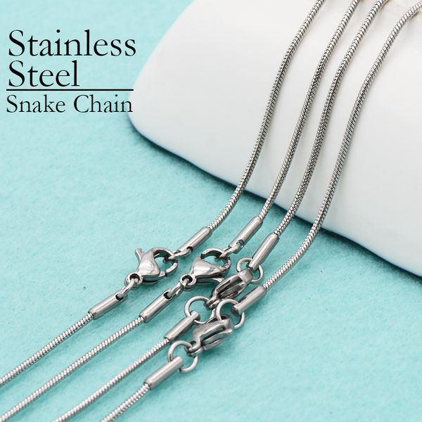 

50 pcs - snake chain, stainless steel chain necklace, stainless steel necklace, 1.2mm snake chain necklace no tarnish no fading, Silver