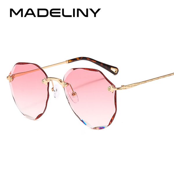 

madeliny new trimming rimless women sunglasses 2018 fashion gradient lens vintage round female sun glasses eyewear ma411, White;black