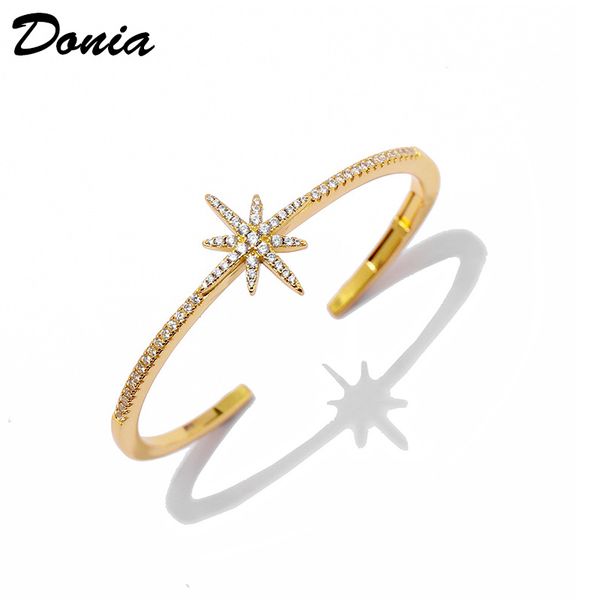 

donia jewelry luxury fashion exaggeration micro inlay color zircon adjustable bracelet personality geometric pattern party birthday gift, Black
