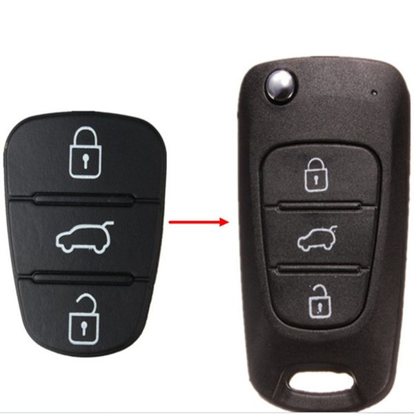 

new replacement rubber pad 3 buttons flip car remote key shell for hyundai i30 ix35 kia k2 k5 key cover case