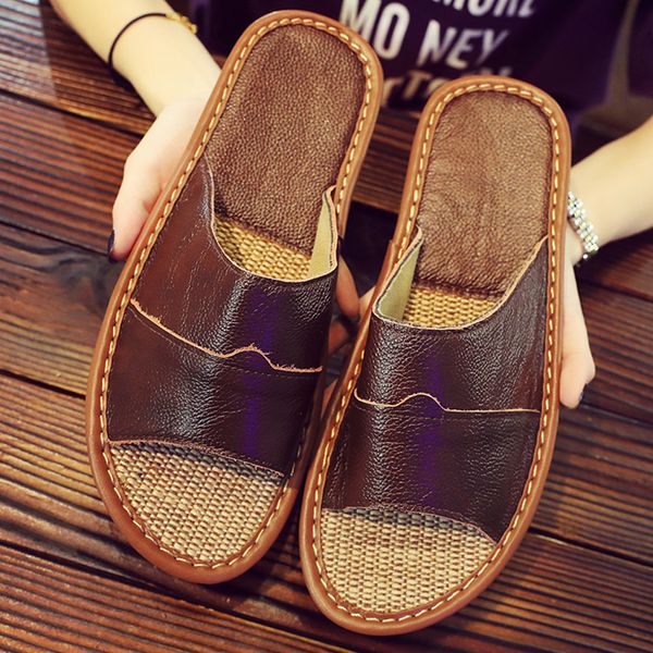 

summer home slippers for men indoor home household sandals non-slip slippers fashion outdoor pantoufles homme#by40, Black