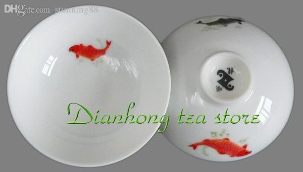 

wholesale-goldfish circular* white gongfu porcelain cup 45ml*2
