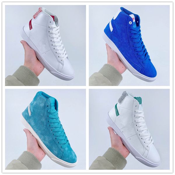 

sb zoom blazer mid classic retro skateboarding shoes fashion sports shoes men women blue white designer comfortable casual shhoes size 36-45