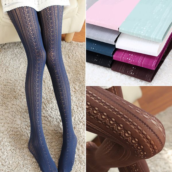 

winter women's pantyhose tights warm collant femme lady nylon stockings pantyhose hollow out hosiery, Black;white