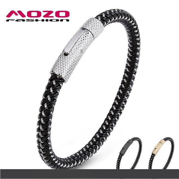 

classic male and female bracelets black rope braided charm bangle simple style punk jewelry gifts 3 colors, Golden;silver