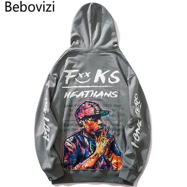 

bebovizi 2019 hip hop gray hoodies streetwear hoodie sweatshirt harajuku street wear men pullover hoodie casual oversized cotton, Black