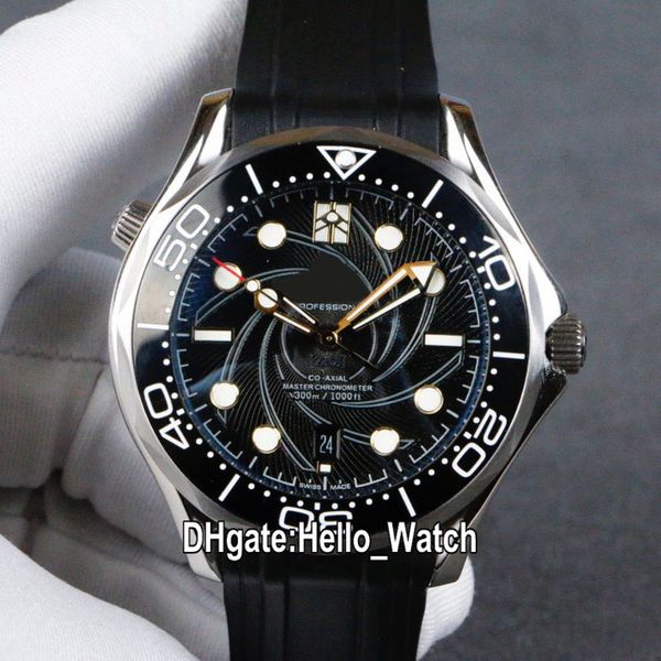 

new limited james bond dive 210.22.42.20.01.004 black texture dial automatic mens watch steel case black rubber strap watch hello_watch, Slivery;brown