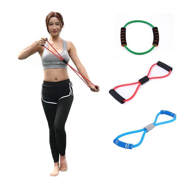 

8 word elastic chest developer rubber loop latex resistance bands fitness equipment stretch yoga training crossfit