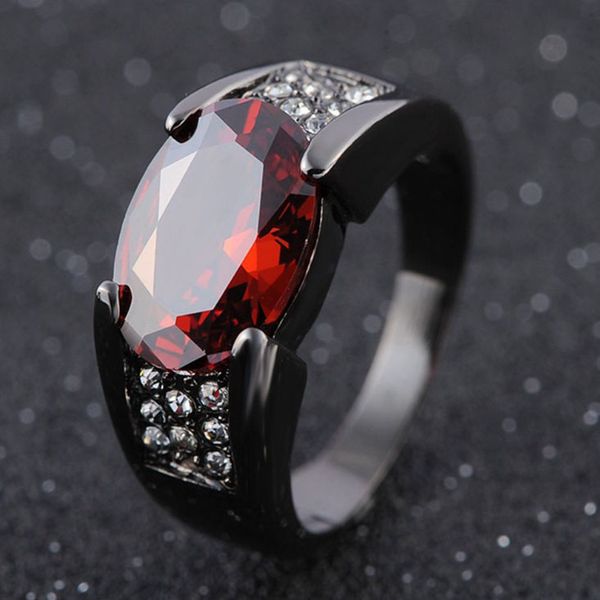 

new gun metal diamond rings jewel ring ruby jewelry ring for men and women, Silver