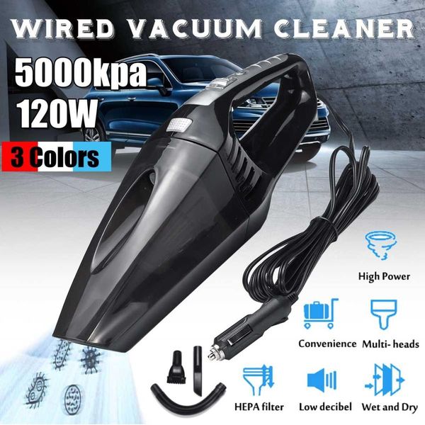

120w 5000kpa led portable wet and dry handheld duster wired car/home dual-use vacuum cleaner 12v handheld rechargeable