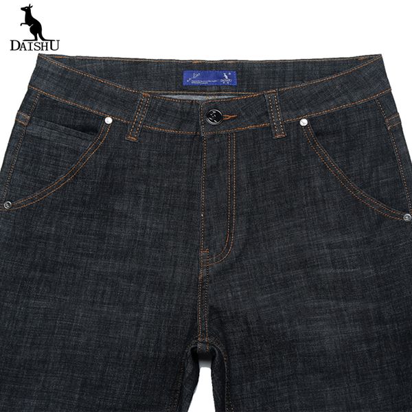 

daishu new summer men's stretch jeans business casual classic style trousers 28- 44 brown straight soft denim pants male brand, Blue