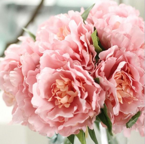 5 Köpfe Bouquet künstliche Pfingstrose Seidenblume Zuhause Hochzeit Garten Dekor
