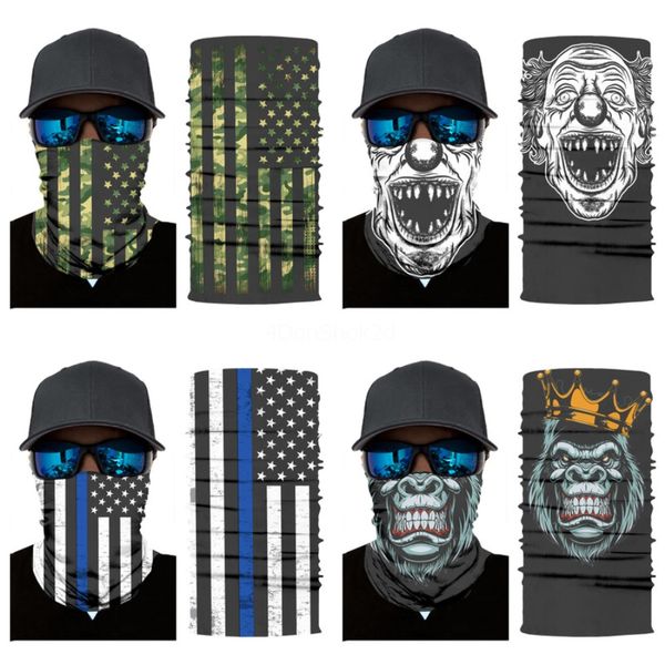

hiking skull scarf face mask multifunctional headwear fishing hiking outdoor fish bandana anti-uv cycling magic bandana#208, Blue;black