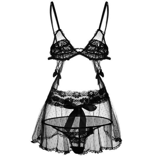 

women's underwear perspective lace dress underwear backless erotic dolls, Red;black