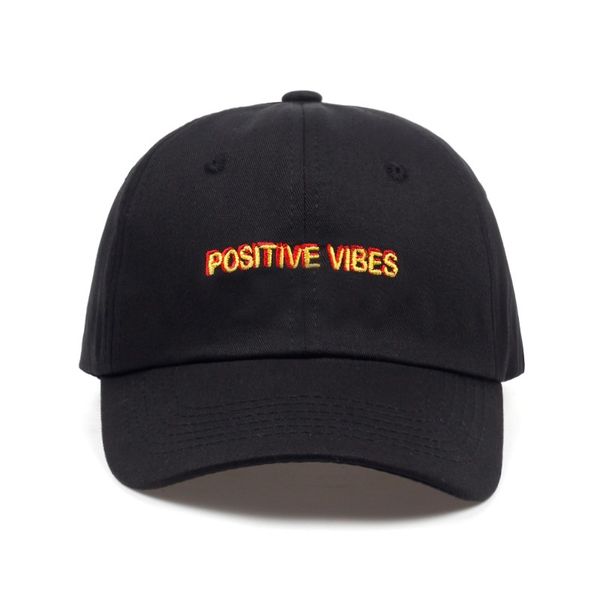 

2018 new positive vibes cotton embroidery baseball cap men women summer fashion dad hat hip-hop caps wholesale, Black;white