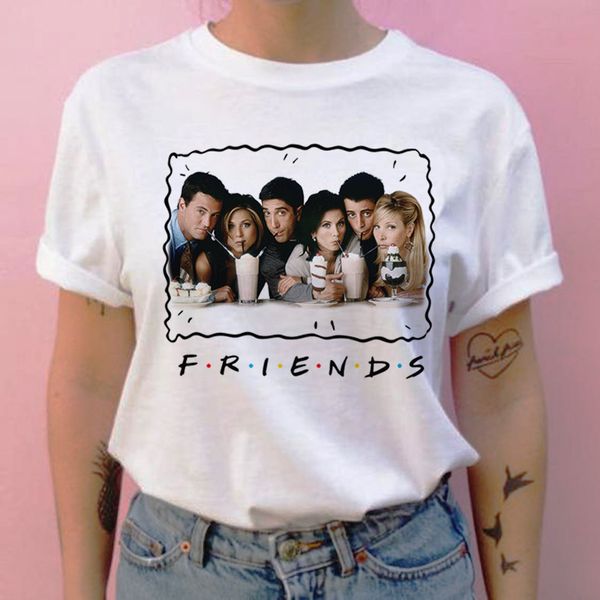 

friend tv show women t shirt harajuku cartoon grunge streetwear tshirt basic summer femme clothes t-shirt printing shirts, White