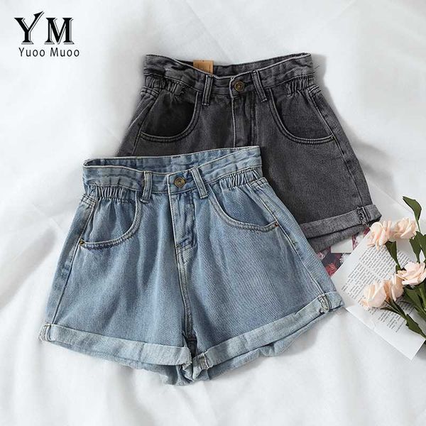 

women's shorts yuoomuoo chic summer high waist denim for women vintage crimping washed jeans casual black, White;black