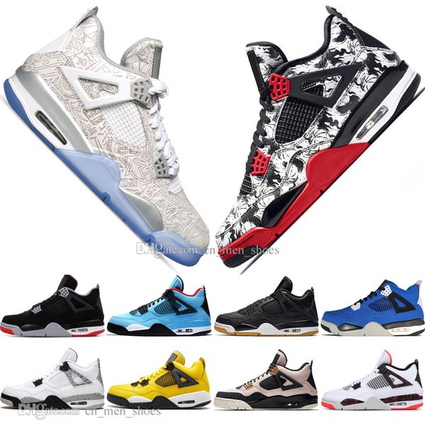

2019 new arrial bred 4 4s what the cactus jack laser wings mens basketball shoes denim blue pale citron men sports designer sneakers 5.5-13