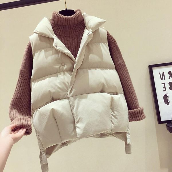 

2019 autumn women sleeveless vest jacket winter short front long back cotton vest female slim windproof waistcoat r1440, Black;white