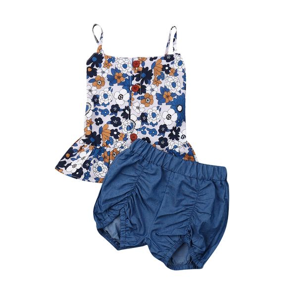 

toddler kids baby girls floral t-shirt pants shorts briefs outfit