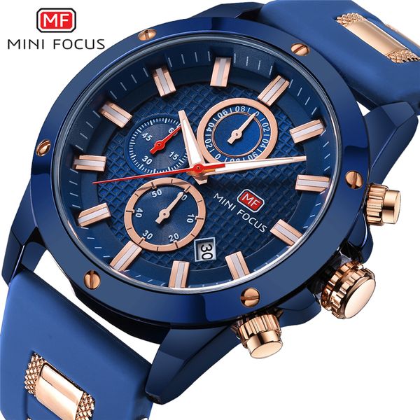 

2019 new minifocus men's quartz watch men waterproof sport watches men brand blue male clock luminous relogio masculino, Slivery;brown