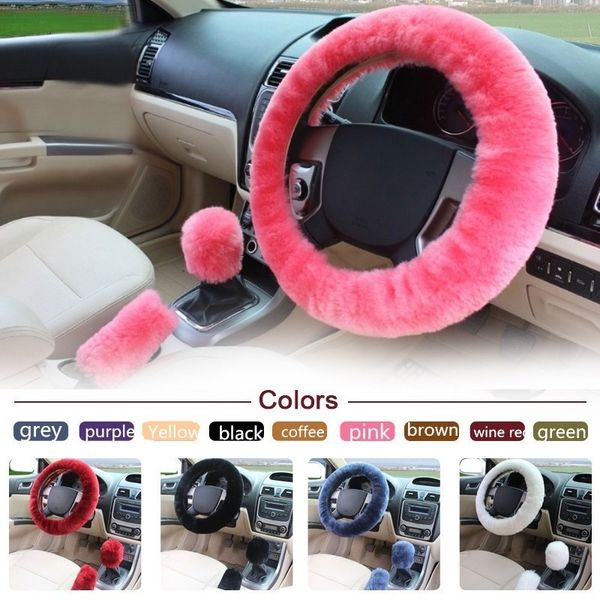 

non-slip car decoration steering wheel handbrake gear shift plush cover v-best